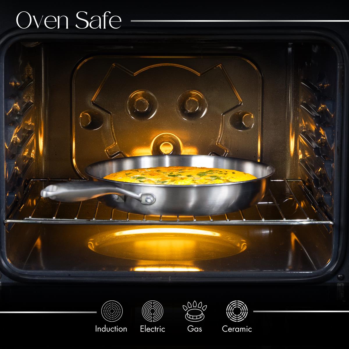 30cm Stainless Steel Frying Pan with Lid, Nuovva - Image 4