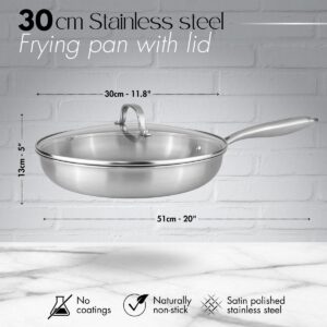 Alternative view of 30cm Stainless Steel Frying Pan with Lid, Nuovva