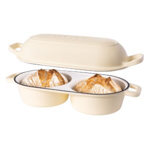 Enamelled Cast Iron Double Bread Loaf Pot, Nuovva