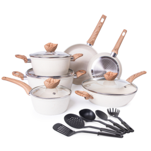 15-Piece Non-Stick Copper Cookware Set with Lids, Nuovva