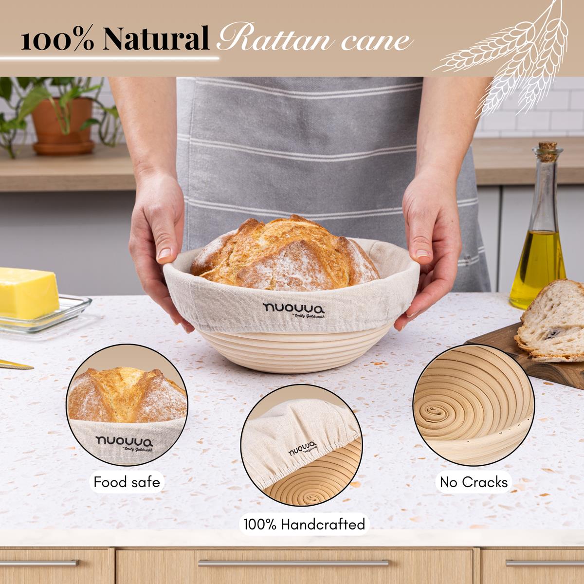 12-Piece Sourdough Bread Baking Kit with 9-Inch Proofing Basket, Nuovva - Image 4