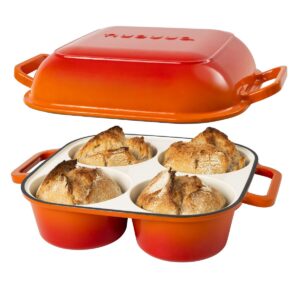 Enamelled Cast Iron Quad Bread Loaf Pot, Nuovva