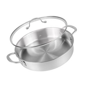 Stainless Steel Shallow Casserole Dish with Lid, Nuovva