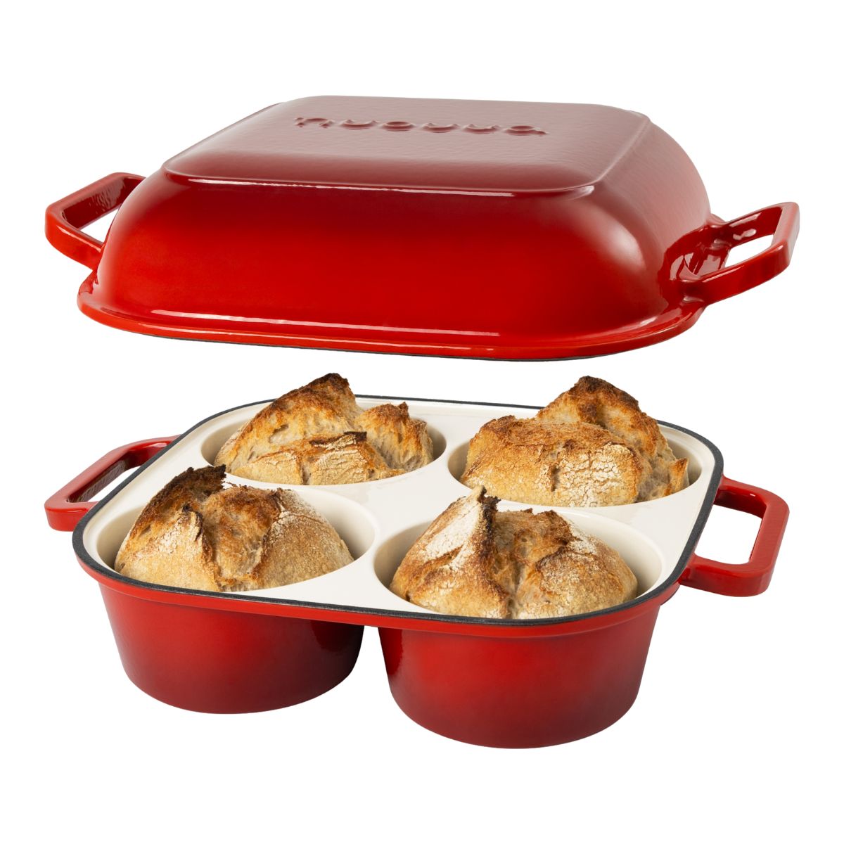 Enamelled Cast Iron Quad Bread Loaf Pot, Nuovva